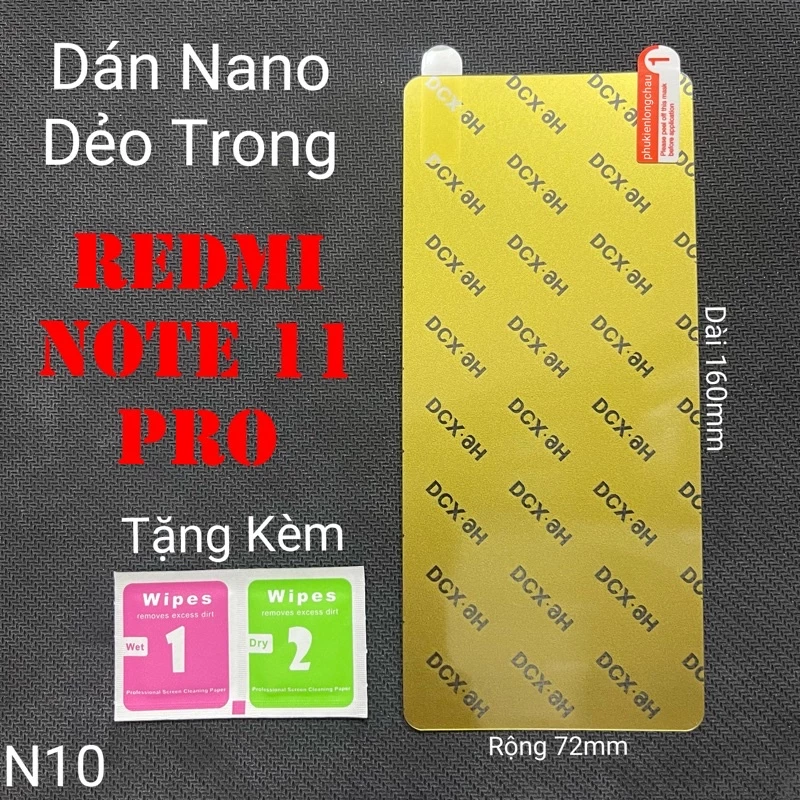 (N10)Miếng Dán Màn Hình Siêu Mỏng Dẻo Nano Cường Lực DCX-9H Xiaomi Redmi Note 11 Pro