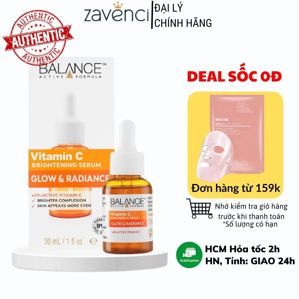 Serum Balance Active Formula vitamin C tinh chất dưỡng trắng da mờ thâm 30ml - ZAVENCI Official