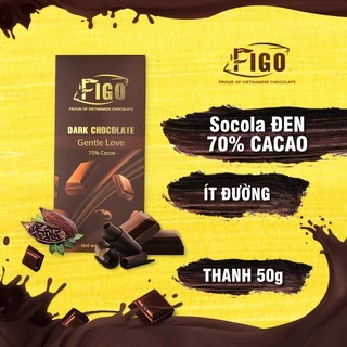 [CHÍNH HÃNG] Socola thanh 50g đen 70% cacao ăn vặt giảm cân Figo, bánh cho người tiểu đường,keto, healthy,detox