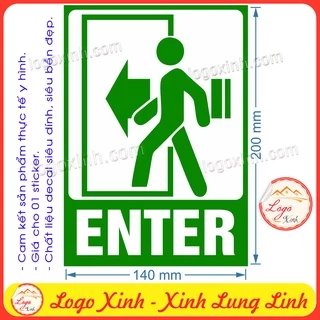 Logo Tem Sticker Biển ENTER EXIT Chỉ Dẫn Hướng Đi Lối Ra Vào Dạng Icon, Chất Liệu Decal Dán Có Keo Sẵn Chống Nước