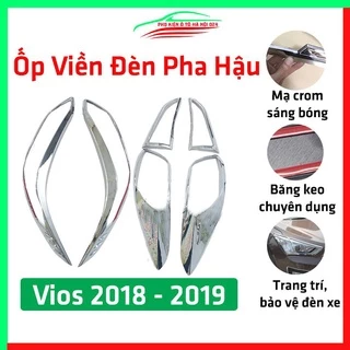 Ốp viền đèn pha hậu mạ crom Vios 2019-2022 chống trầy trang trí bảo vệ xe