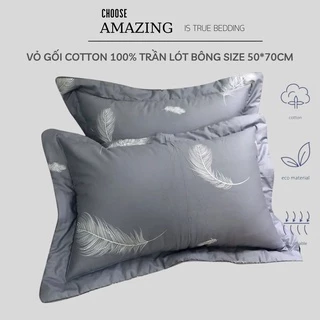 1 đôi Vỏ gối đầu Cotton Hàn Quốc cao cấp size 50-70 có lót bông