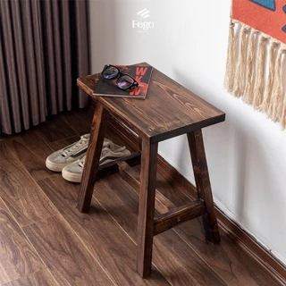 Ghế đôn vuông FEGO gỗ thông tự nhiên cao 45cm phù hợp làm ghế cafe và ghế bàn ăn