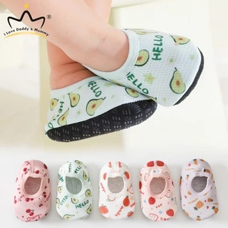 Vớ Cotton Lưới Co Giãn Thoáng Khí Đế Mềm Chống Trượt In Hình Trái Cây Hoạt Hình Đáng Yêu Cho Bé Sơ Sinh