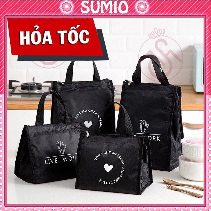 Túi giữ nhiệt đựng hộp cơm văn phòng hình trụ tui giu nhiet vải đựng đồ ăn giao hàng có khóa kéo cỡ lớn Sumio_offical