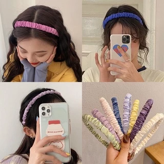 Bờm băng đô cài tóc satin nếp gấp nhiều màu, phụ kiện tóc ngọt ngào phong cách Hàn Quốc cho các cô nàng nữ tính