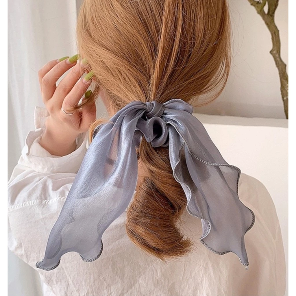 Scrunchies , dây buộc tóc, thun buộc tóc nơ vải phi bóng hàng đẹp phong cách Hàn Quốc