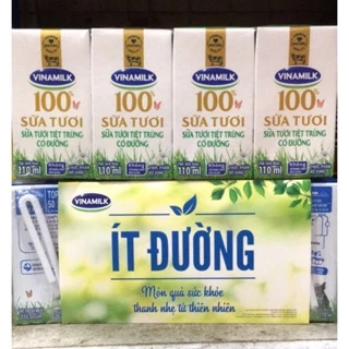 Sữa Tươi Vinamilk Có Đường/ Ít Đường vỉ 4 hộpx 110ml