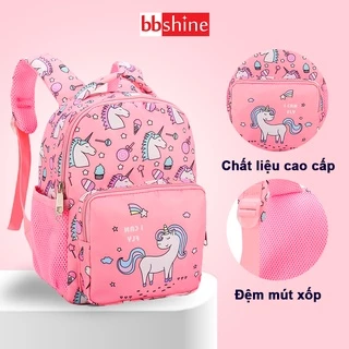 Balo cho bé 3-5 tuổi hình unicorn BBShine, Balo mẫu giáo vải dù không thấm nước – B017