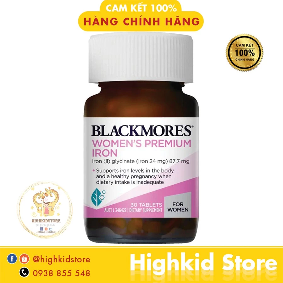 Vitamin bổ sung sắt cho bầu Blackmore Úc - Blackmore Women's Premium Iron 30 viên