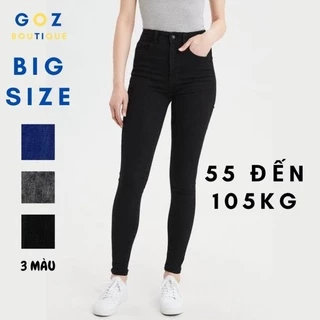 Quần jean nữ lưng cao bigsize 50-105kg G-JEANS co giãn có túi, quần bò cạp cao jeans size đại trơn dài basic