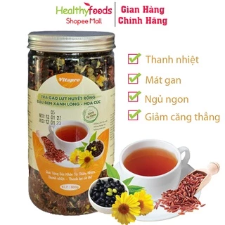 Trà gạo lức huyết rồng đậu đen xanh lòng hoa cúc Vitapro 800gr hỗ trợ ngủ ngon, giảm cân