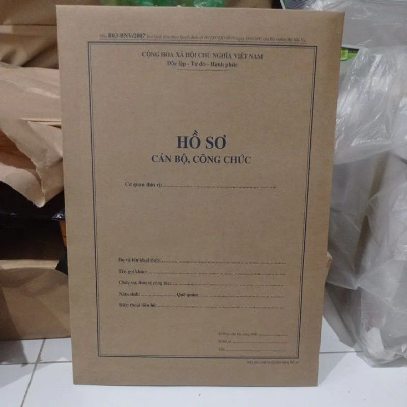 Hồ sơ cán bộ công chức 2007 ban hành theo Quyết định số 06/2007