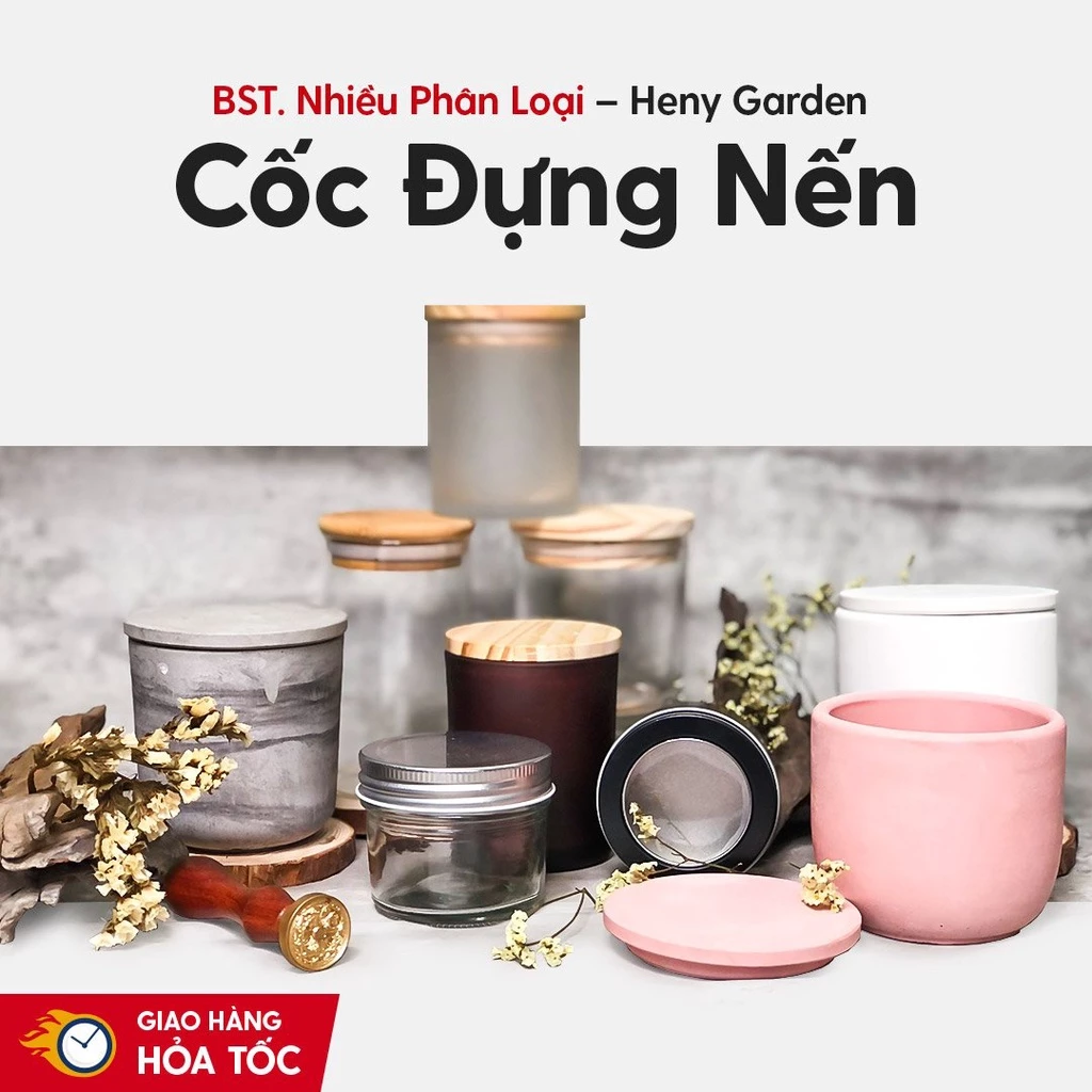 Ly Cốc Đựng Nến Nắp Gỗ Handmade (Nhiều Phân Loại) – Tặng Tinh Dầu Mẫu Thử Heny Garden - Nguyên Liệu Làm Nến Thơm