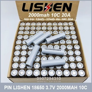 Pin 18650 2000mAh 3.7V 10C Lishen xám