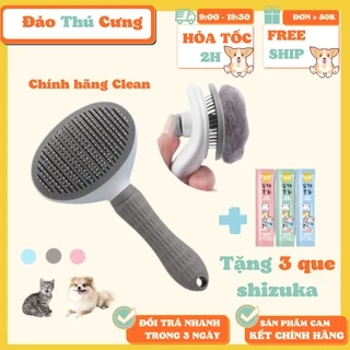 Lược chải lông chó mèo có nút bấm CHÍNH HÃNG CLEAN chải lông chó mèo sạch sẽ - Đảo Thú Cưng