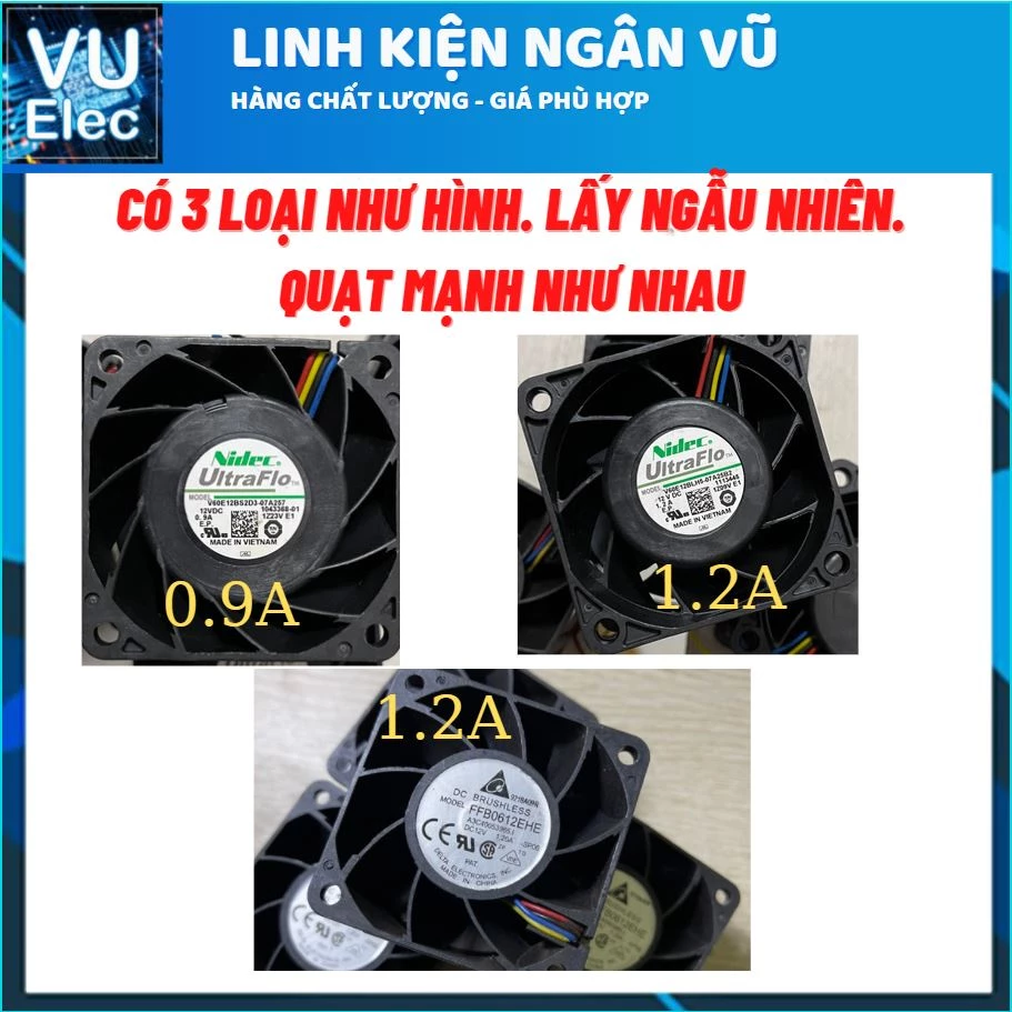 Quạt Phản lực - Tản Nhiệt 12V 1A - 1.8A Tháo Máy chính hãng AVC-  NIDEC brushless 6x6x3.8Cm