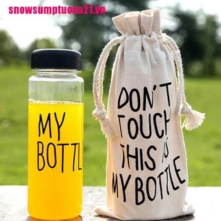 Bình nước trong suốt in chữ My Bottle kèm túi đựng tiện dụng
