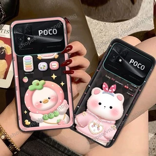 Ốp lưng Xiaomi Poco C40 gấu,thỏ trắng , đồng hồ dễ thương cute cực đẹp