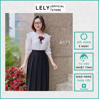 Áo Sơ Mi Nữ Công Sở Tay Lỡ  A171 LELY áo sơ mi tơ 2 lớp cổ bèo tầng nữ tính thanh lịch