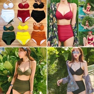 Bikini 2 mảnh có gọng nâng ngực quần cạp cao che khuyết điểm nhiều màu