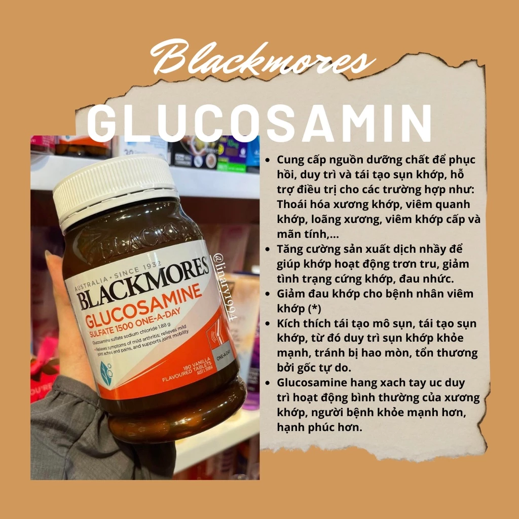 Glucosamine Blackmores 1500mg - Viên Uống Bổ Sung Chất Nhờn Cho Khớp Hộp 180 Viên