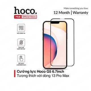 Kính cường lực Hoco G5 6.7inch dành cho dòng iPhone 13 Pro Max, độ cứng 9H, có chống bám vân tay, bảo vệ màn hình