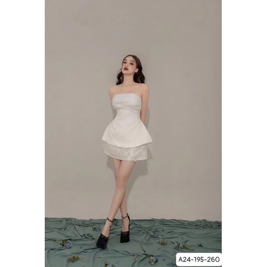 [SML] Áo ống peplum xếp ngực - A24 sang chảnh, thanh lịch, thích hợp đi chơi, đi tiệc