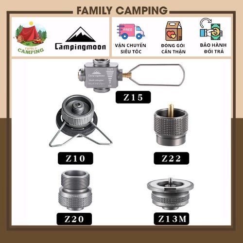 Bộ đầu chuyển bình gas, adapter bình gas cắm trại sử dụng cho bình gas hãng CampingMoon 5 loại Z10, Z15, Z20, Z22, Z13M
