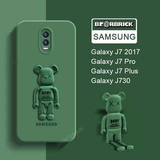 Ốp Điện Thoại Silicon Dẻo Màu Trơn Kèm Giá Đỡ Hình Gấu Cho Samsung Galaxy J7 2017 J730 J7 Plus J710 J700 J7 2016 J5 Pro J530 2015