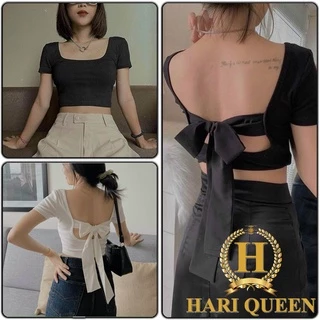 Áo Croptop Buộc Nơ Lưng - Áo Croptop Kiểu Nữ Ôm Body Chất Dày Dặn Siêu Xinh HARI