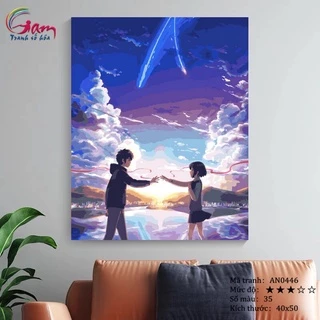 Tranh sơn dầu số hoá DIY tự tô trang trí Anime Phim Nhật Your Name Tên cậu là gì mã AN0446