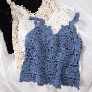 Mùa Hè Mới crochet Ren Áo hai dây Phụ Nữ Áo tank top