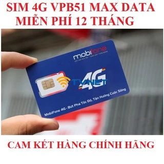 Sim 4G Mobifone Vpb51 - Vpbank51, Sim Max data không bóp băng thông. Miễn phí 12 tháng