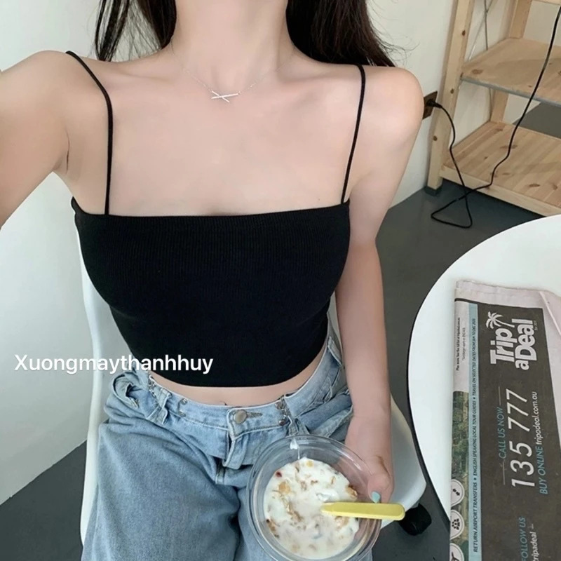 áo 2 dây croptop sợi bún, áo dây sợ bún phong cách trẻ tuổi teen MÂY_1989