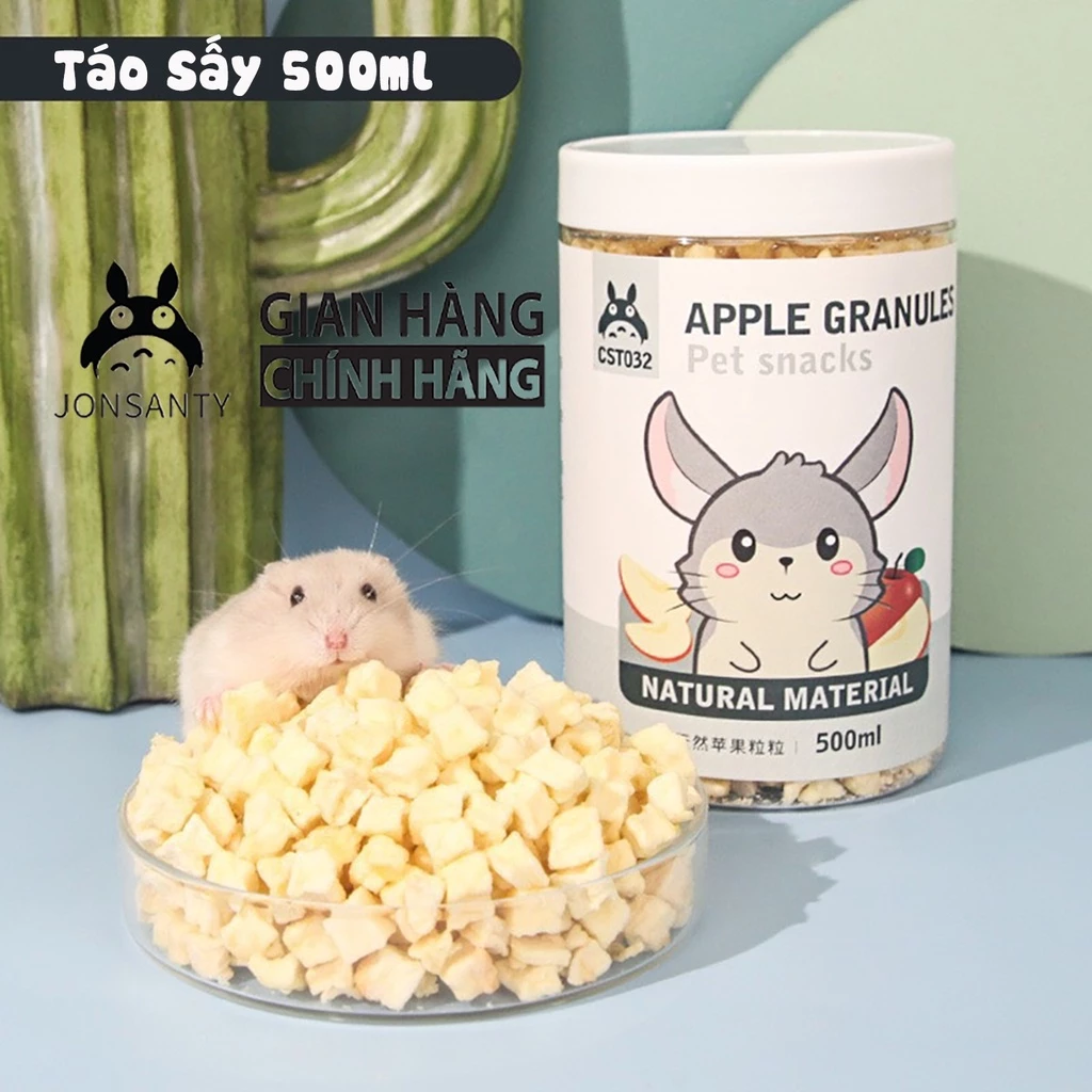 Táo sấy lạnh cho nhím, sóc bay, chuột hamster, thú cưng nhỏ, chim hộp 500ML hàng hãng JONSANTY CST032