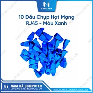 10 Đầu Chụp Hạt Mạng RJ45 Màu Xanh Cao Su Tốt