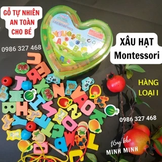 [ SỈ ] Đồ chơi trí tuệ Montessori - Đồ chơi Xâu Hạt Gỗ Hộp Trái Tim Rèn Luyện Sự Khéo Léo, Kiên Nhẫn Cho Bé