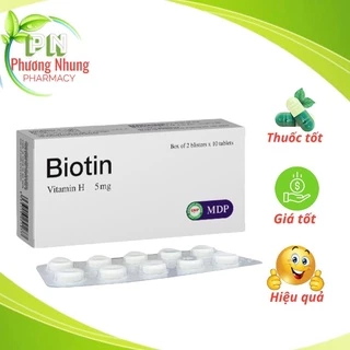 Biotin viên uống chống rụng tóc , giúp da giảm tiết bã nhờn ( hộp 20 viên)