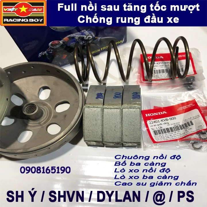 Full bộ nồi sau SH Ý, Dylan, PS, A Còng - Tăng tốc mượt và Chống rung giật đầu xe