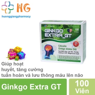Bổ não Ginkgo Extra GT hoạt huyết dưỡng não giúp tăng cường lưu thông máu giảm thiểu năng tuần hoàn não Hộp 100 Viên