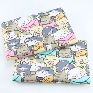 100% cotton hoạt hình Mèo đáng yêu In vải DIY trẻ em bé may chăn ga gối chăn bông DIY handmade chắp vá vải kain 100x160cm