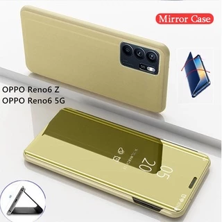 Ốp điện thoại nắp lật tráng gương thông minh chống sốc cho Oppo Reno 6 Z 6Z Reno6 5G Reno6 Z