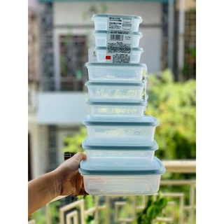 Bộ 11 hộp nhựa nắp dẻo nội địa Nhật 150ml ,300ml, 600ml, 900ml, 1350ml, 2200ml Fitin Pack (nắp xanh)