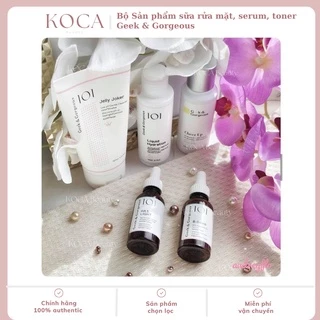 Bộ Sản phẩm sữa rửa mặt, serum, toner Geek & Gorgeous