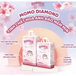 Bỉm Tã dán/quần MOMO DIAMOND ORGANIC S64/M62/M60/L54/XL50/XXL48/XXXL46