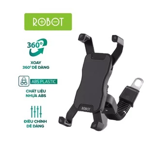 Giá Đỡ Điện Thoại Gắn Xe Máy ROBOT RT-MH02 Khớp Xoay 360 Độ Linh Hoạt Kẹp Chắc Chắn Chống Cướp Giật