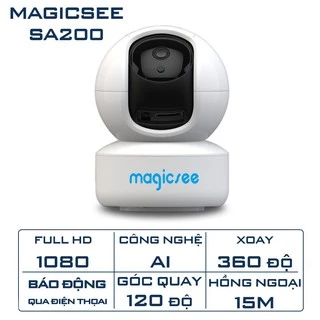 Camera giám sát không dây Wifi Magicsee SA200 – Xoay 360 độ - Full HD1080 - Hỗ trợ Tiếng Việt