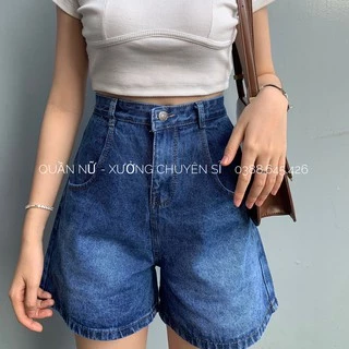 Quần jean ngố nữ- quần short nữ lưng cao ống rộng chuẩn form có Bigsize 60kg-70kg