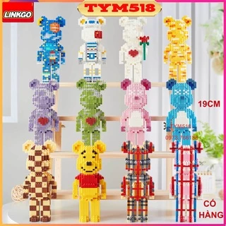 xếp hình Gấu Bearbrick 19cm Đồ chơi lắp ráp mô hình bear brick 3D dễ thương